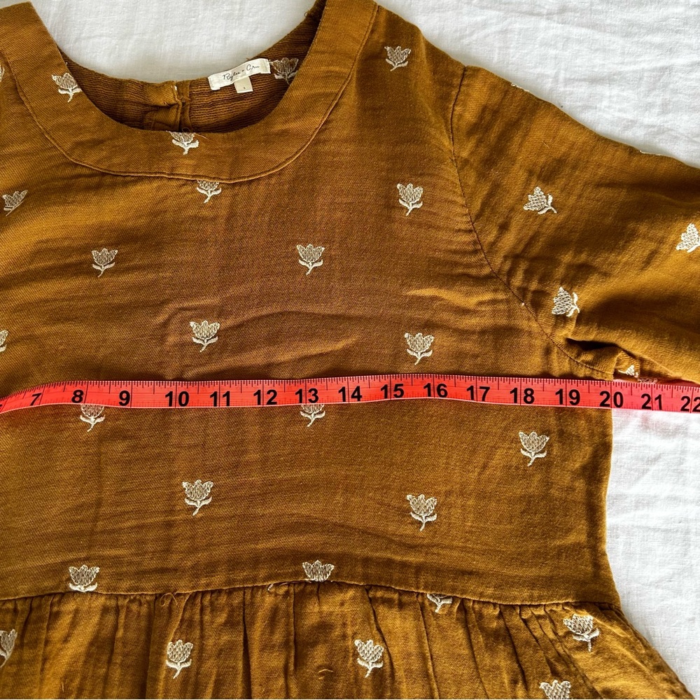 Rylee + Cru Mustard Brown Long Sleeve Midi Dress with Subtle Dot Print - Picture 10 of 13